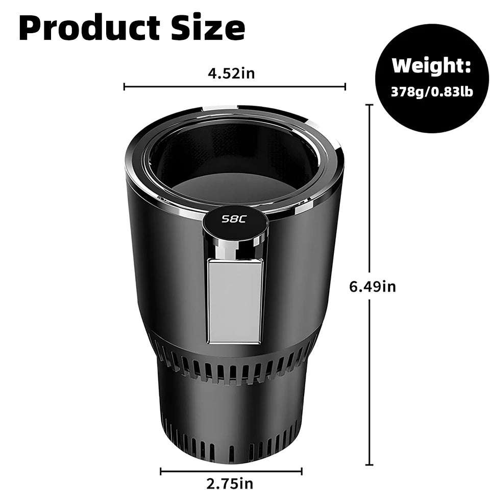 2-in-1 Smart Car Cup Holder Warmer & Cooler – Electric Beverage Temperature Control for Coffee, Tea, Milk & Canned Drinks