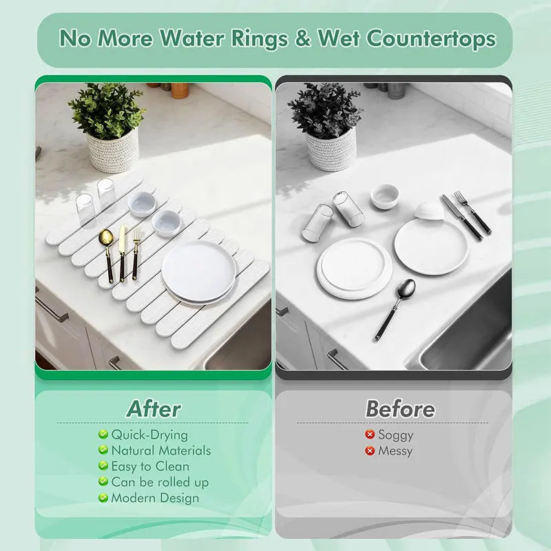 Rollable Wooden Slat Placemat & Table Runner – Foldable Heat-Resistant Dining Mat & Sofa Armrest Tray