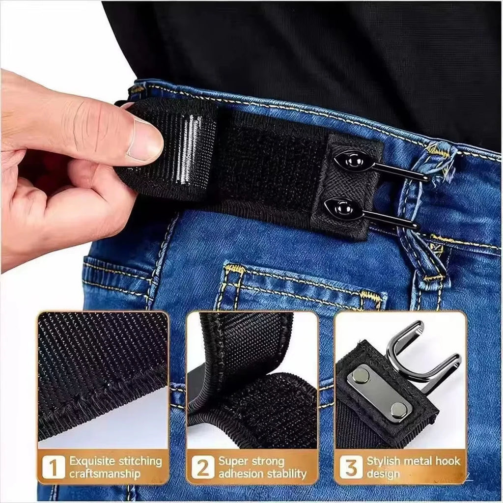 Buckle-Free Elastic Waist Tightener – Invisible Adjustable Belt Alternative for Jeans & Pants