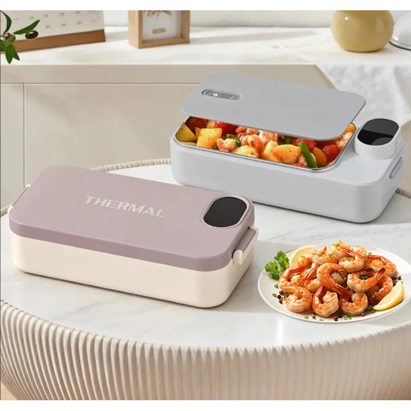 Smart Electric Heated Lunch Box – Cordless Portable Food Warmer with Digital Display & Stainless Steel Container