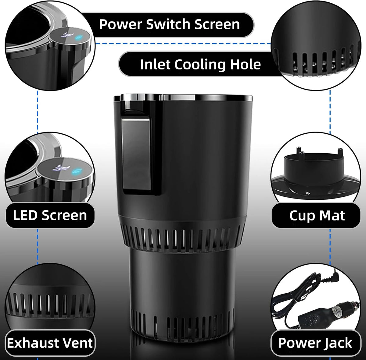 2-in-1 Smart Car Cup Holder Warmer & Cooler – Electric Beverage Temperature Control for Coffee, Tea, Milk & Canned Drinks