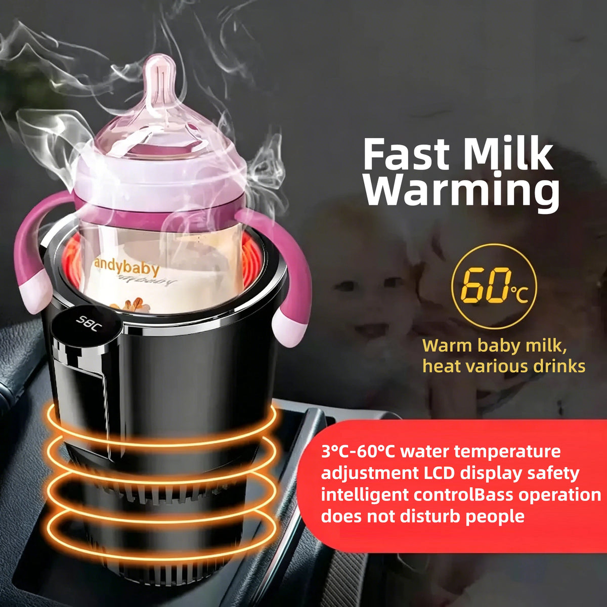 2-in-1 Smart Car Cup Holder Warmer & Cooler – Electric Beverage Temperature Control for Coffee, Tea, Milk & Canned Drinks