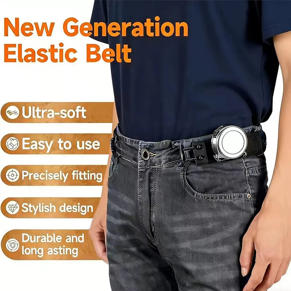 Buckle-Free Elastic Waist Tightener – Invisible Adjustable Belt Alternative for Jeans & Pants