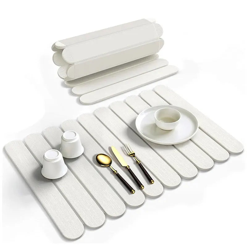 Rollable Wooden Slat Placemat & Table Runner – Foldable Heat-Resistant Dining Mat & Sofa Armrest Tray